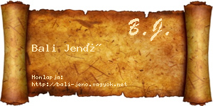 Bali Jenő névjegykártya